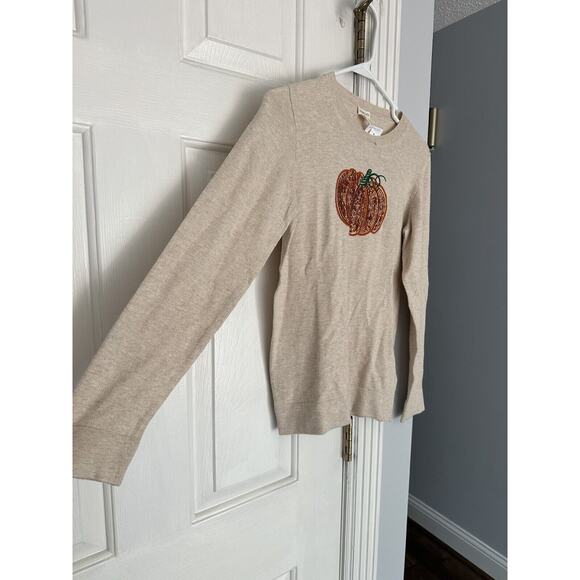 NWT Crewcuts Girls Teddie Cotton Pumpkin Sequin Lightweight Sweater Sz XL 12/14 - Picture 7 of 8